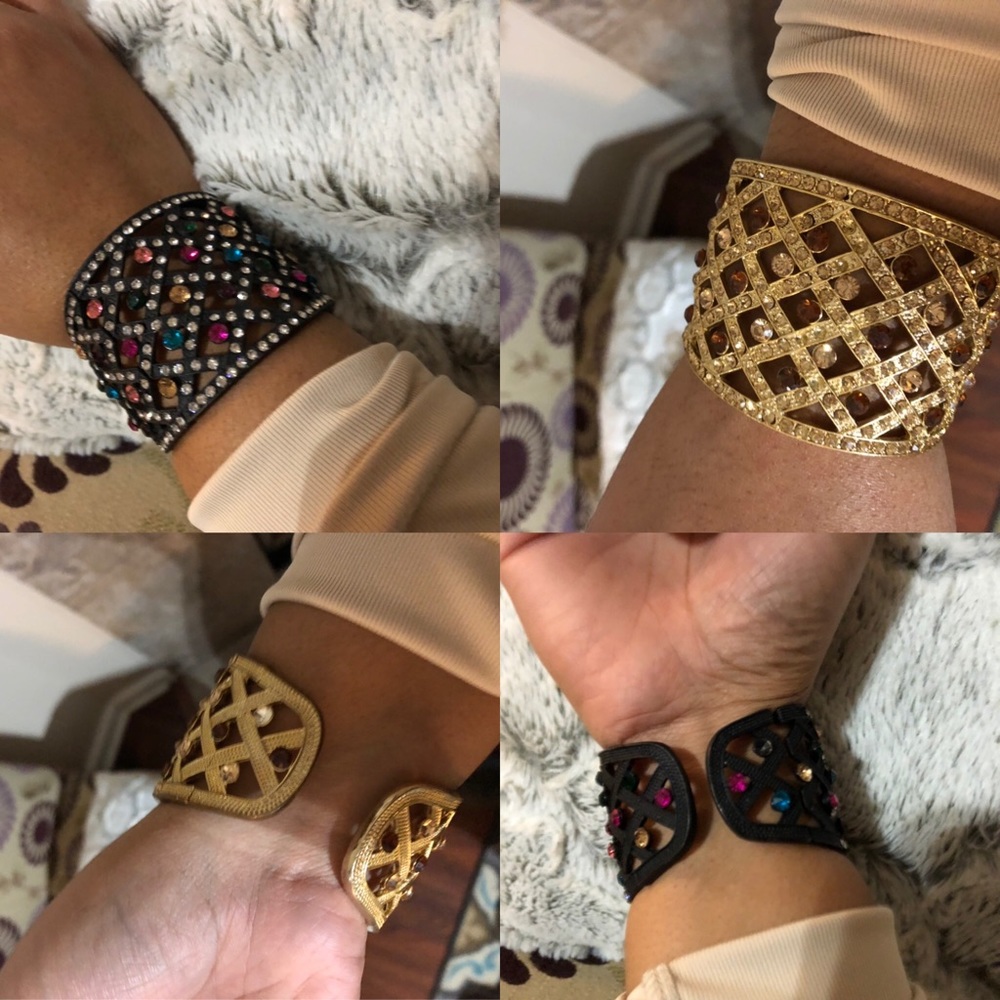 2 rhinestone cuff bracelets.